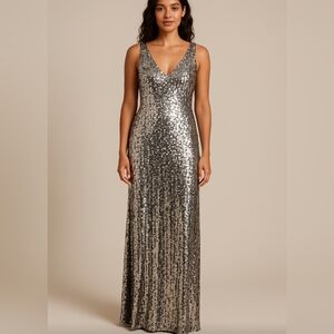 SILVER SEQUINS MAXI DRESS SIZE SMALL